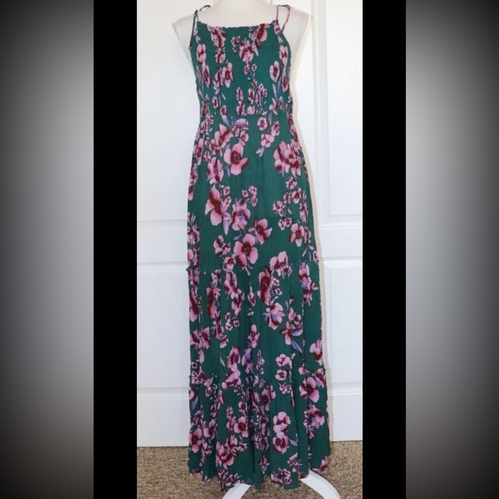 Intimately Free People Garden Smocked Maxi Dress Floral Green Size Medium - Picture 2 of 4